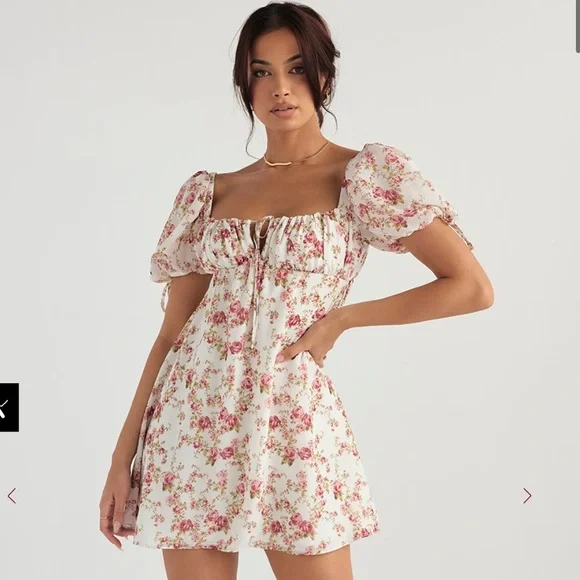 NWOT Feminine House of Cb Princess Rose Print Mini Dress - Picture 2 of 6